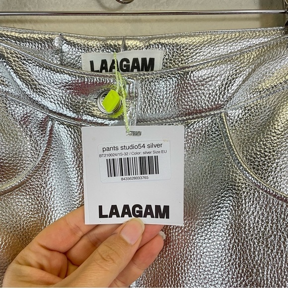 LAAGAM Metallic Wide Leg High Rise Pants NWT Size XXS - Picture 5 of 15